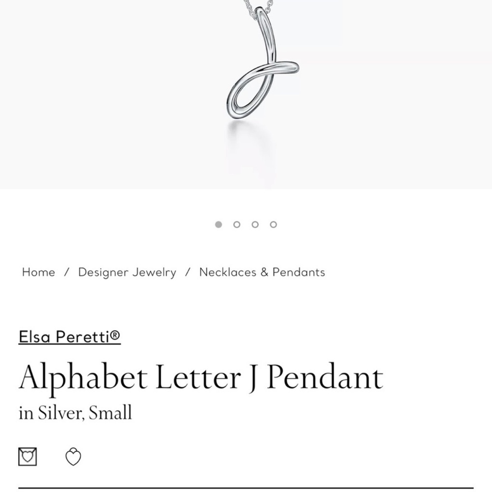 Tiffany & Co Elsa Peretti Sterling Silver 925
Letter J Pendant Necklace